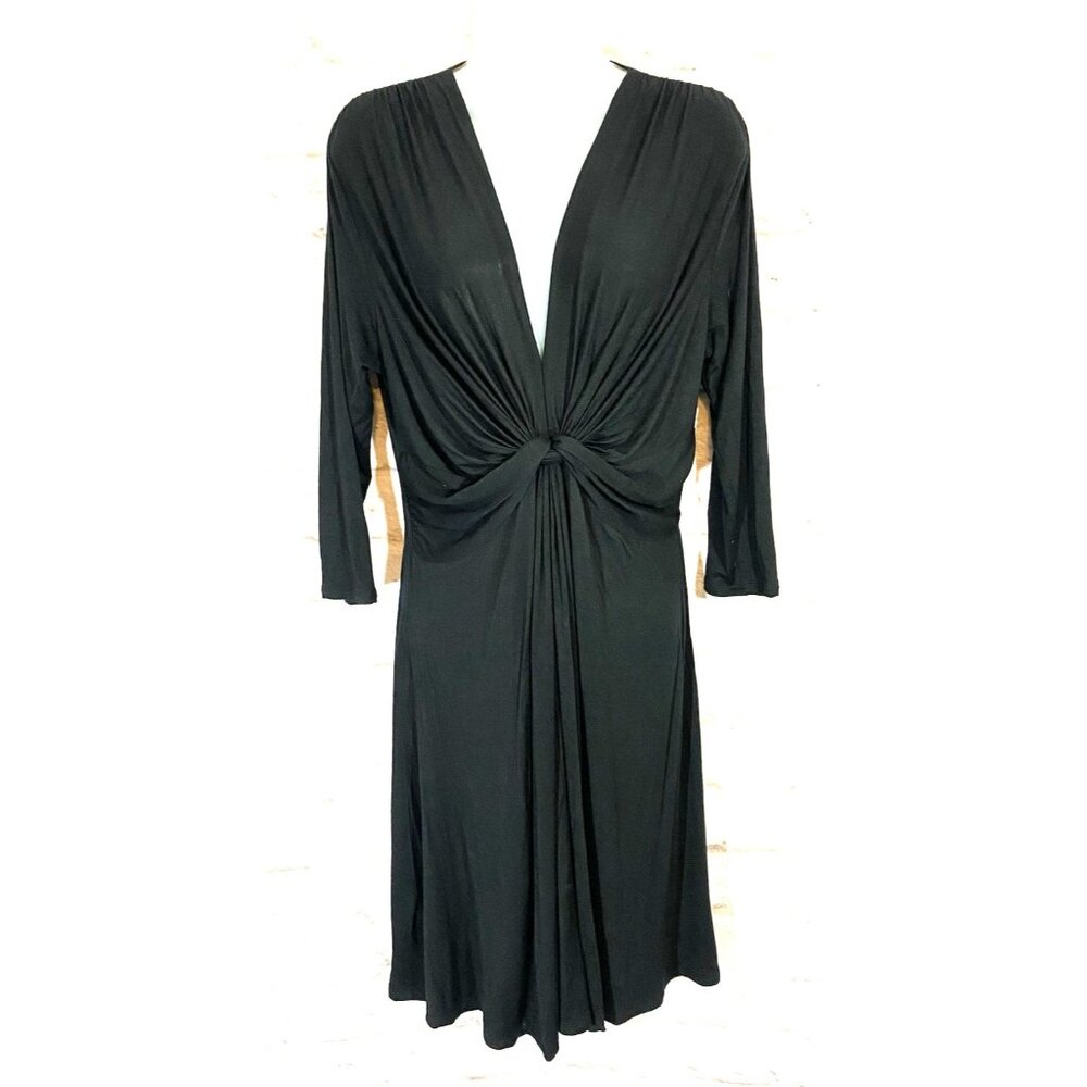 Boston Proper Dress Medium Deep V Neckline Twist Waist Stretchy Lightweight 9950